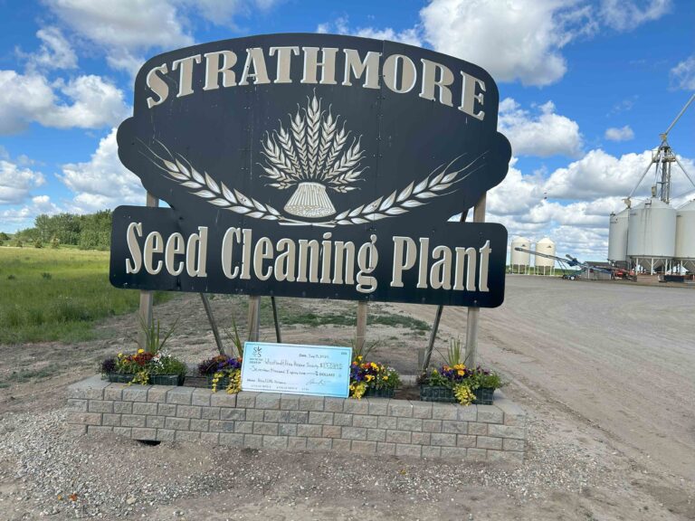 Donation cheque Strathmore Seed Sign